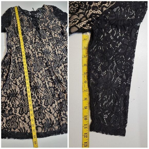 FOREVER 21 Black Lace Dress Long Sleeves See Through Back Women's Plus Size 2X - Picture 14 of 15